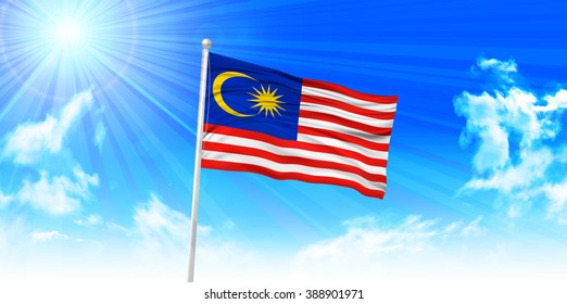 Malaysia national flag sky background