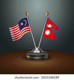 Malaysia and Nepal table flags relation with gradient backgrund