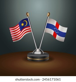Malaysia and Netherlands Antilles table flags relation with gradient backgrund
