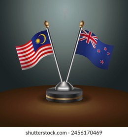 Malaysia and New Zealand table flags relation with gradient backgrund
