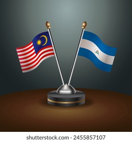 Malaysia and  Nicaragua table flags relation with gradient backgrund
