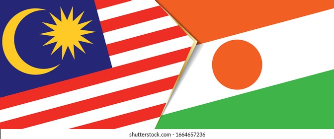 Malaysia and Niger flags, two vector flags symbol of relationship or confrontation.