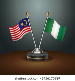 Malaysia and Nigeria table flags relation with gradient backgrund
