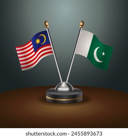 Malaysia and Pakistan table flags relation with gradient backgrund
