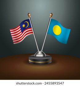 Malaysia and Palau table flags relation with gradient backgrund
