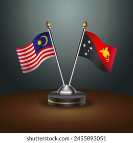 Malaysia and Papua New Guinea table flags relation with gradient backgrund
