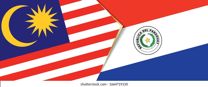 Malaysia and Paraguay flags, two vector flags symbol of relationship or confrontation.