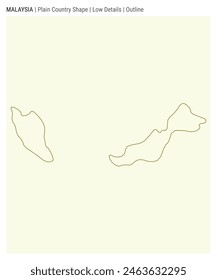 Mapa del país de Malasia. Detalles bajos. Estilo de esquema. Forma de Malasia. Ilustración vectorial.