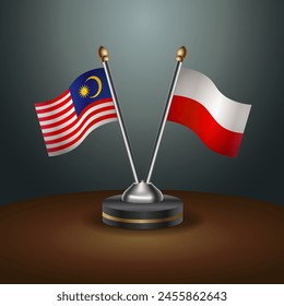 Malaysia and Poland table flags relation with gradient backgrund
