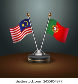 Malaysia and Portugal table flags relation with gradient backgrund
