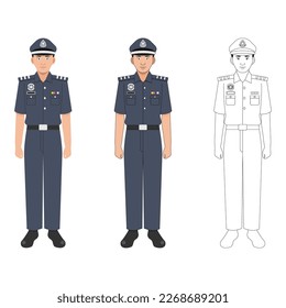 Malaysia Profession Police Man Vector