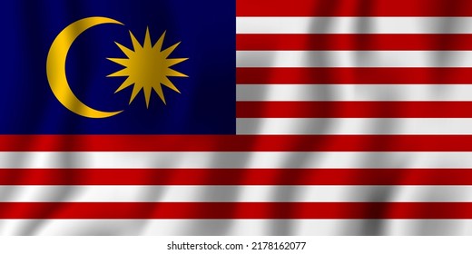 Malaysia realistic waving flag vector illustration. National country background symbol. Independence day.