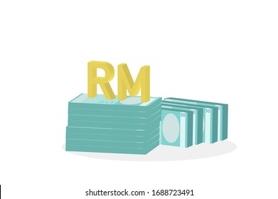 Malaysia ringgit on vector isolated white background 
