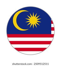 Malaysia Round flag vector icon isolated, Malaysia flag button