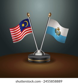 Malaysia and San Marino table flags relation with gradient backgrund
