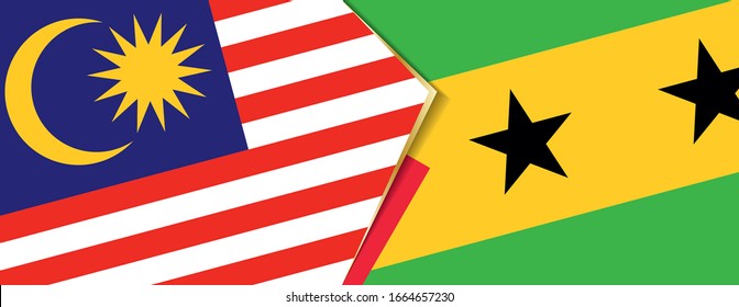 Malaysia and Sao Tome and Principe flags, two vector flags symbol of relationship or confrontation.