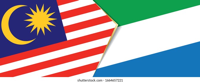 Malaysia and Sierra Leone flags, two vector flags symbol of relationship or confrontation.