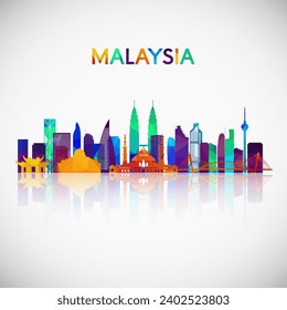 Malaysia skyline silhouette in colorful geometric style. Symbol for your design. Vector illustration.