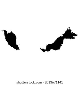 MALAYSIA soft black map with white detail isolated white background, eps 10