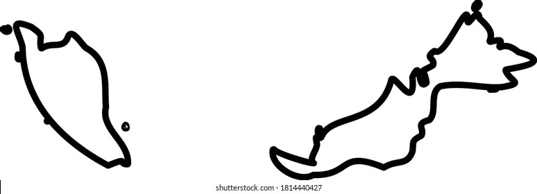 Malaysia - solid black outline border map of country area. Simple flat vector illustration.