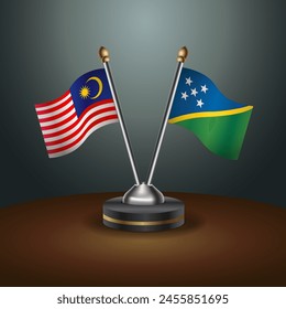 Malaysia and Solomon Islands table flags relation with gradient backgrund
