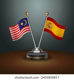 Malaysia and Spain table flags relation with gradient backgrund
