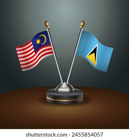 Malaysia and  ST. Lucia table flags relation with gradient backgrund
