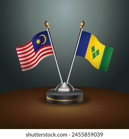 Malaysia and ST. Vincent Grenadines table flags relation with gradient backgrund
