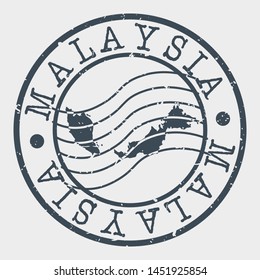 Malaysia Stamp Postal. Map Silhouette Seal. Passport Round Design. Vector Icon. Design Retro Travel.