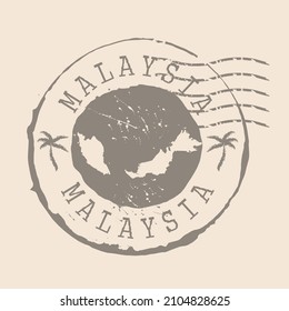 Malaysia Stamp Postal. Map Silhouette rubber Seal.  Design Retro Travel. Seal of Map Malaysia grunge  for your web site design, app, logo, UI.  EPS10.