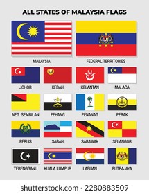 Malaysia State Flags Collection Design Template. States Flag of Malaysia