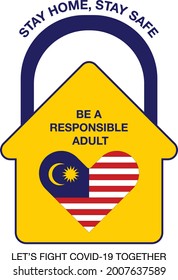 Malaysia Stay Home and Lockdown to fight covid-19 Sticker Design