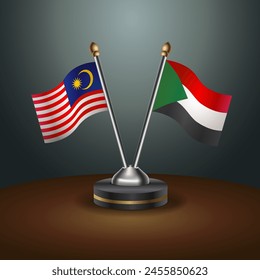 Malaysia and Sudan table flags relation with gradient backgrund
