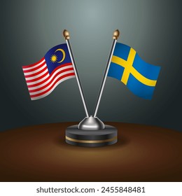 Malaysia and Sweden table flags relation with gradient backgrund
