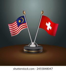 Malaysia and Switzerland table flags relation with gradient backgrund
