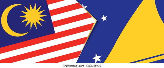 Die Flaggen von Malaysia und Tokelau, zwei Vektorillustrationen Flaggen Symbol für Beziehung oder Konfrontation.