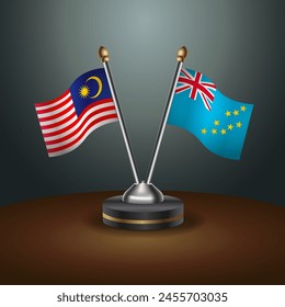 Malaysia and Tuvalu table flags relation with gradient backgrund