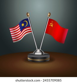 Malaysia and USSR, table flags relation with gradient backgrund