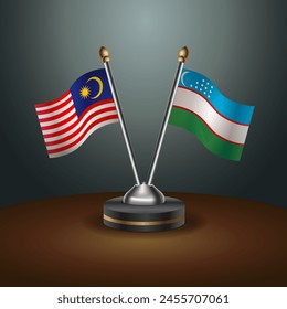 Malaysia and Uzbekistan table flags relation with gradient backgrund