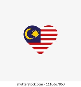 Malaysia Vector Flag Inside heart shape graphic element Illustration template design
