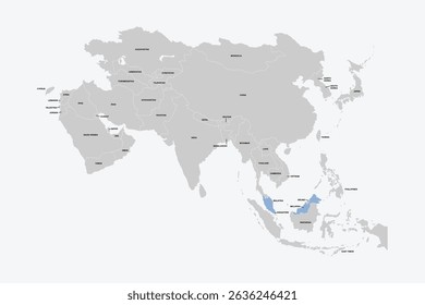 Malaysia vector map, Asia map Silhouette isolated on white background. for website layouts, background,education,travel worldwide, map silhouette and earth geography
