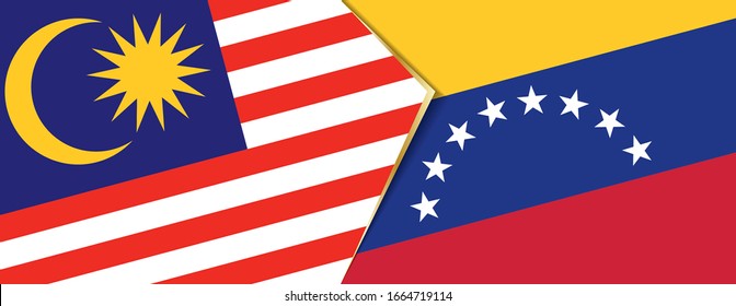 Malaysia and Venezuela flags, two vector flags symbol of relationship or confrontation.