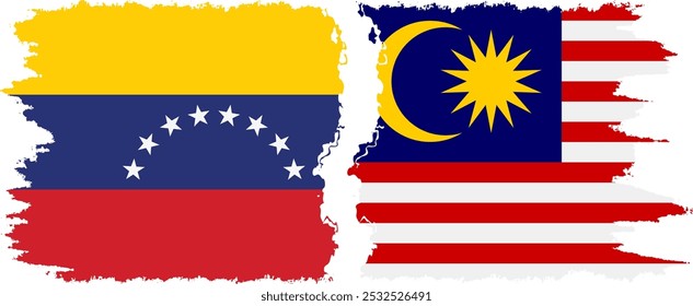 Malaysia and Venezuela grunge flags connection, vector