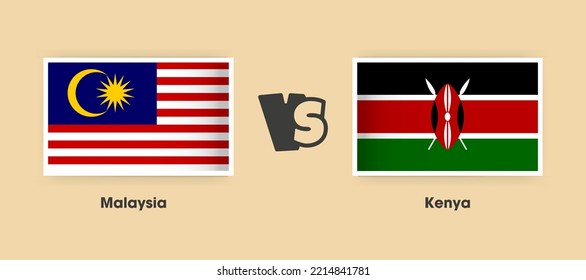 Malaysia vs Kenya flags placed side by side. Creative stylish national flags of Malaysia vs Kenya with background