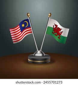 Malaysia and Wales table flags relation with gradient backgrund