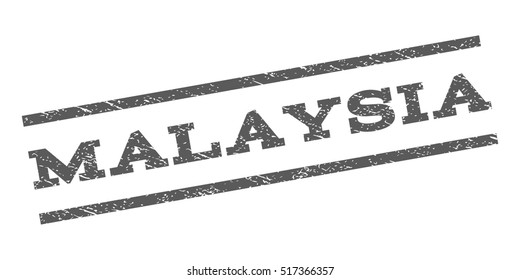 Malaysia watermark stamp. Text caption between parallel lines with grunge design style. Rubber seal stamp with dirty texture. Vector grey color ink imprint on a white background.