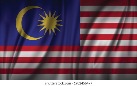 Bandera de olas de Malasia, disposición plana, ilustración vectorial