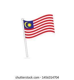 Malaysia waving flag on flagpole. Vector illustration concept on white background.