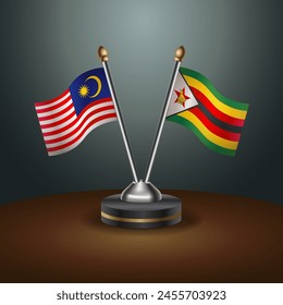 Malaysia and Zimbabwe table flags relation with gradient backgrund