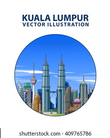 Malaysia.Kuala Lumpur. Vector line illustration